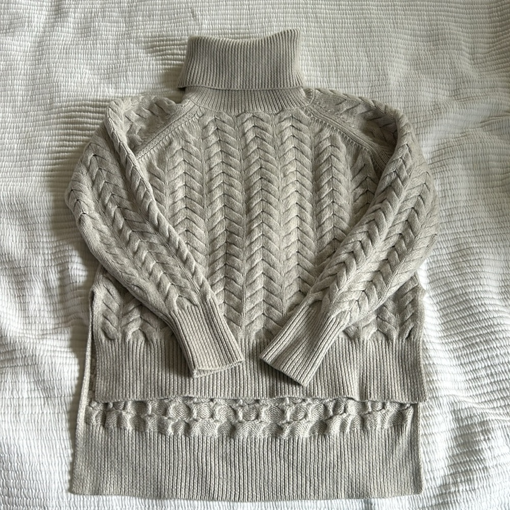 Aritzia Wool turtleneck cable sweater
